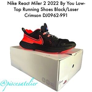 Nike React Miler 2 By You Low-Top Running Shoes Black/Laser Crimson, Size 15